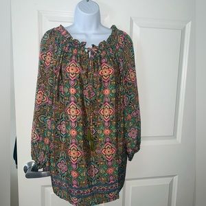 NWOT Paani Flowy Boho Top with Elastic Sleeve